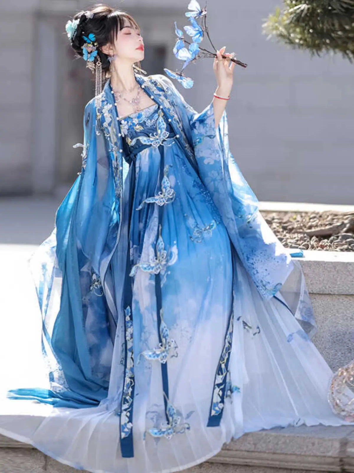 This blue hanfu for women features elegant hanfu sleeves, intricate hanfu patterns, and layered designs. Perfect as a princess hanfu dress, fairy hanfu dress, or sexy hanfu, it’s inspired by Tang Dynasty hanfu and ideal for hanfu cosplay or hanfu dance styles. Shop plus size hanfu, hanfu skirts, and more at our trusted hanfu shop. Wondering where to buy hanfu? Explore hanfu for sale from top Chinese clothing brands and the best Chinese designer clothing websites at our Chinese clothing store online.