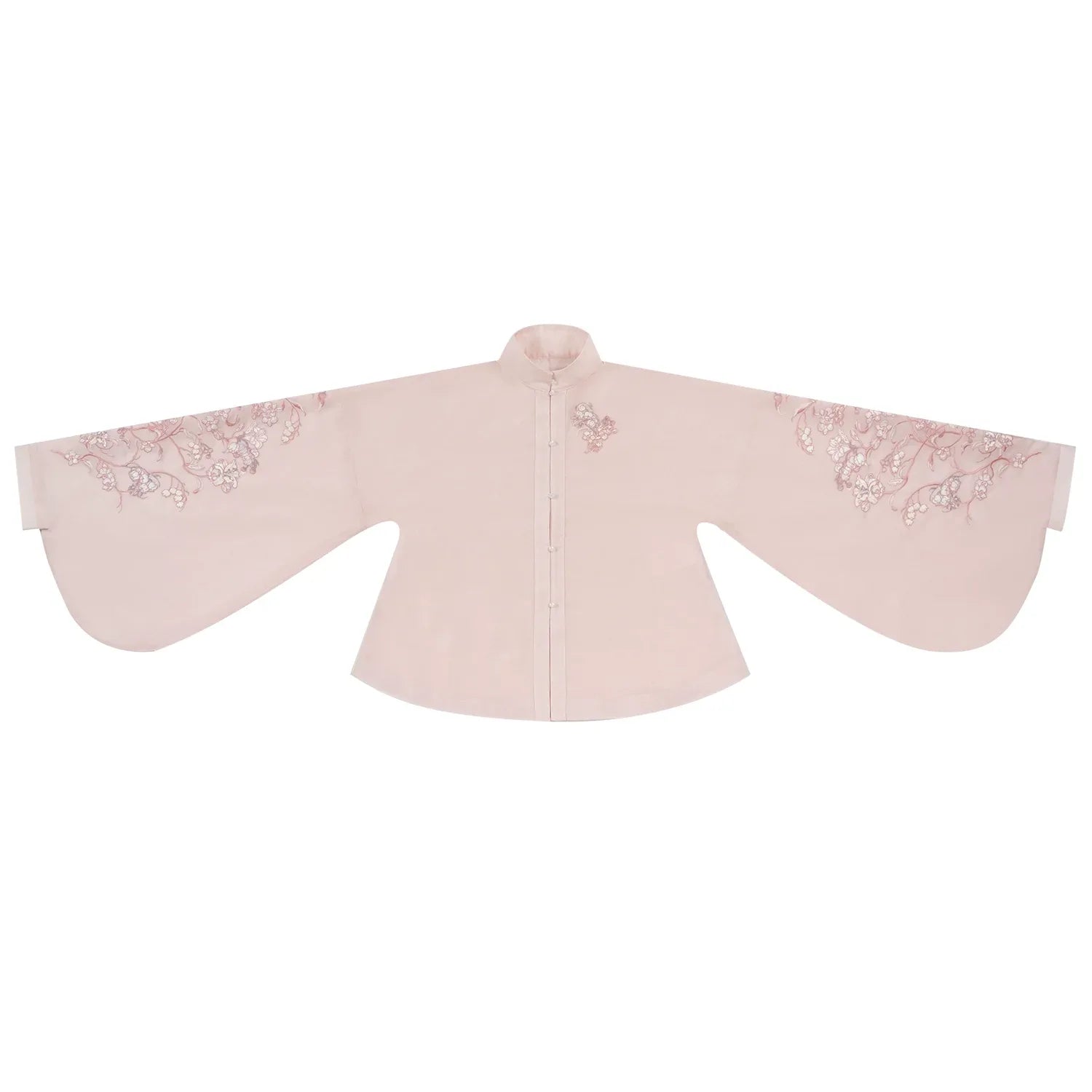 East-Meets-West Pink Two-Piece Set | Romance Embroidered Hanfu Blouse & Over Skirt - Yandan_Hanfu