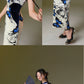 Velvet butterfly printing elastic cheongsam