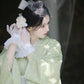 High-end lace Taisho Roman style modified kimono retro dress avocado green