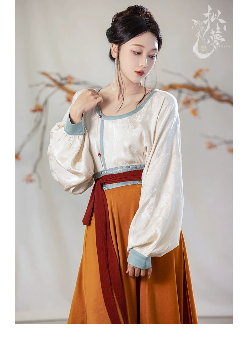 This orange modern hanfu features elegant hanfu sleeves, a stylish hanfu jacket, and timeless Ming Dynasty hanfu charm. Perfect as a princess hanfu dress, fairy hanfu dress, or casual hanfu, it’s great for hanfu cosplay or as a warm winter hanfu. Pair with a hanfu shirt or wear it as a modern hanfu dress. Shop authentic orange hanfu at our trusted hanfu shop, offering modernised hanfu and styles from the best Chinese designer clothing websites and modern Chinese clothes collections.