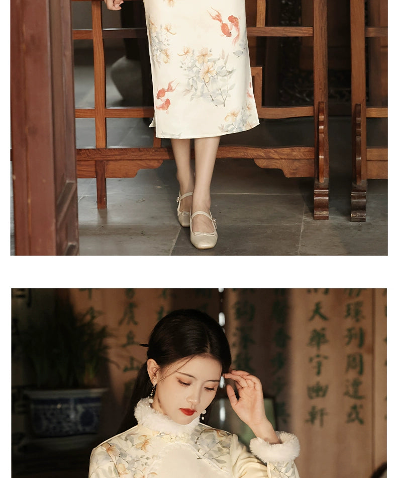 national style tea  cheongsam, autumn clothes