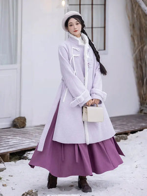 Purple Hanfu coat with embroidery, winter style