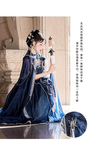 Discover a blue modern hanfu with elegant hanfu sleeves, a stylish hanfu jacket, and timeless charm. Perfect for princess hanfu dress, fairy hanfu dress, or casual hanfu, it suits every hanfu woman. Pair with a hanfu shirt or wear it as a modern hanfu dress. Inspired by Ming Dynasty hanfu, it’s ideal for hanfu cosplay or as a cozy winter hanfu. Visit our hanfu shop for the best modernised hanfu and authentic blue hanfu.