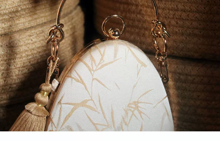 Bamboo weave and tassel charm closeup