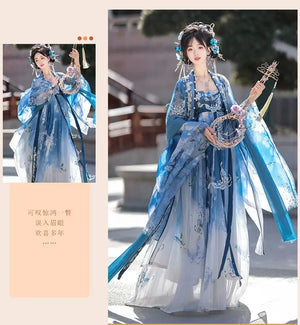 This blue hanfu for women features elegant hanfu sleeves, intricate hanfu patterns, and layered designs. Perfect as a princess hanfu dress, fairy hanfu dress, or sexy hanfu, it’s inspired by Tang Dynasty hanfu and ideal for hanfu cosplay or hanfu dance styles. Shop plus size hanfu, hanfu skirts, and more at our trusted hanfu shop. Wondering where to buy hanfu? Explore hanfu for sale from top Chinese clothing brands and the best Chinese designer clothing websites at our Chinese clothing store online.