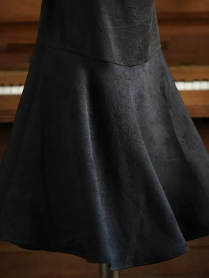 Black Qipao Dress – New Chinese Style Plus Size Vintage-Inspired Elegant Daily Cheongsam for Women - Yandan_Hanfu