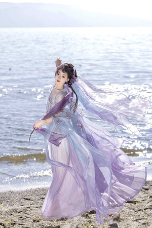 Step into the elegance of Tang Dynasty fashion with our Princess Dress Hanfu. This exquisite purple Hanfu features delicate fairy embroidery, capturing the timeless beauty of ancient Chinese attire. Explore our collection of traditional dresses, accessories, and sewing patterns, designed to celebrate the rich heritage of Hanfu fashion. Elevate your style and embrace the allure of classical Chinese elegance with our Princess Dress Hanfu.