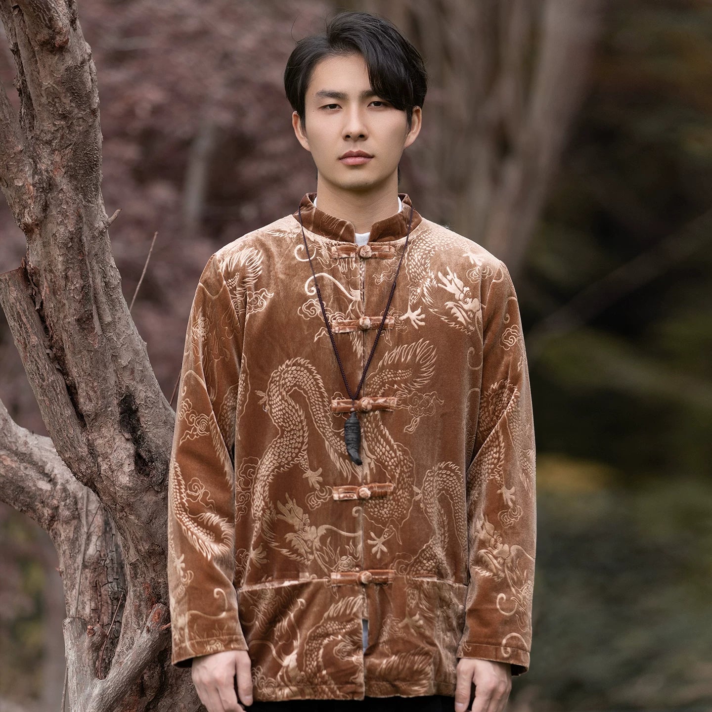 New Chinese Velvet Tang Suit Jacket | Improved Mao Suit Men's Top