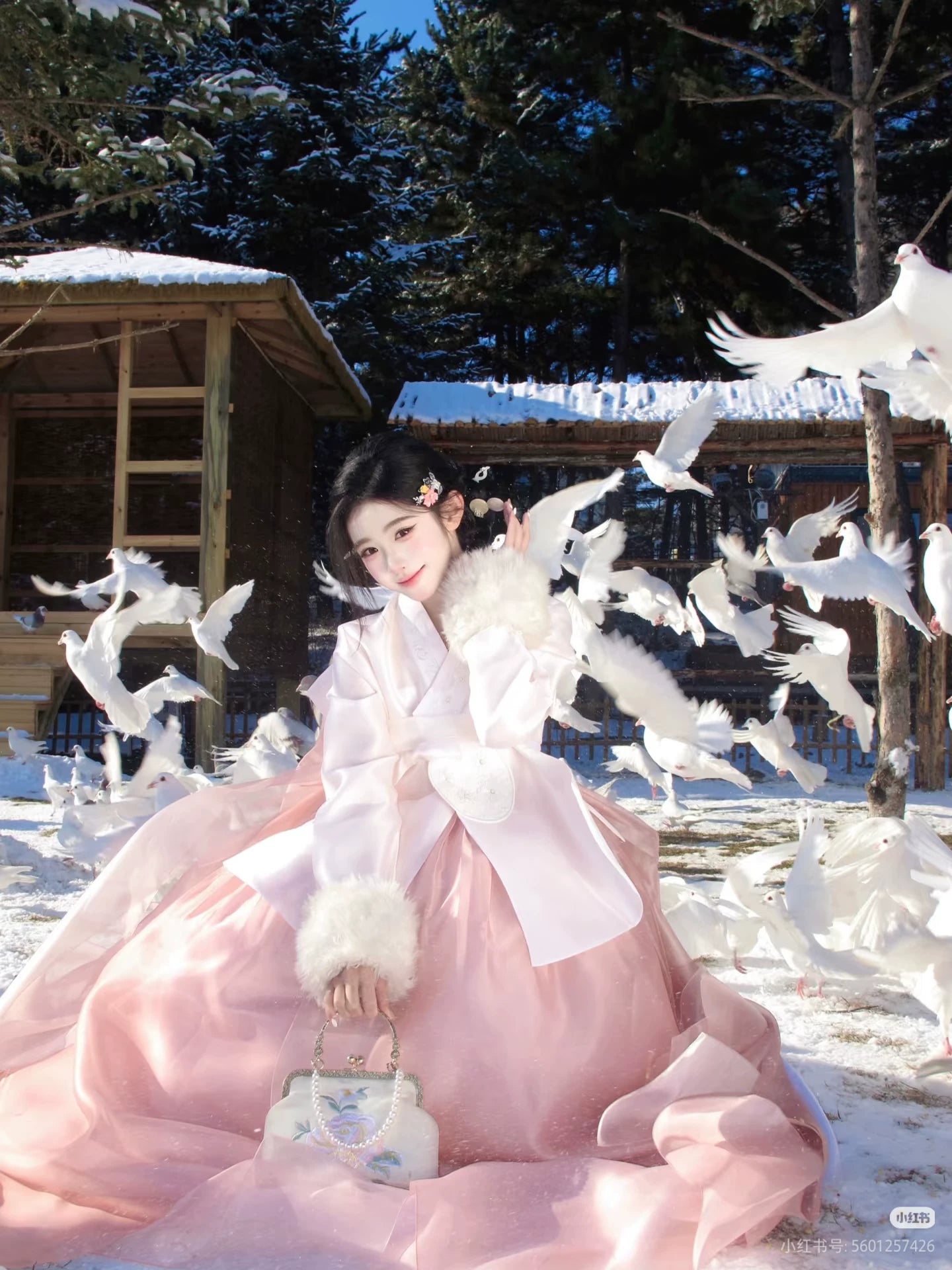 Elegant Pink Hanbok Ensemble | Full Skirt & Vibrated Colors for Portraits