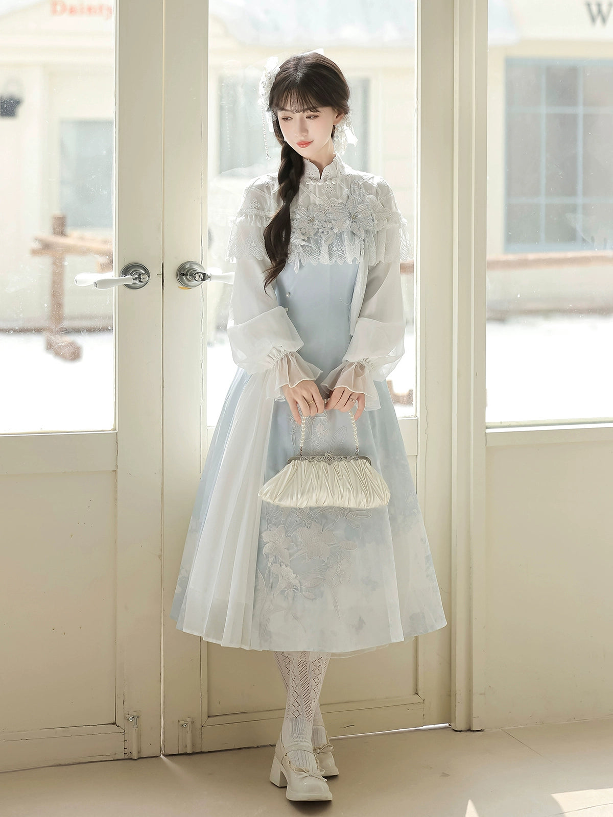 “Lily Dew” Modern Hanfu Ensemble – Elegant New Chinese Style Dress Set for Autumn