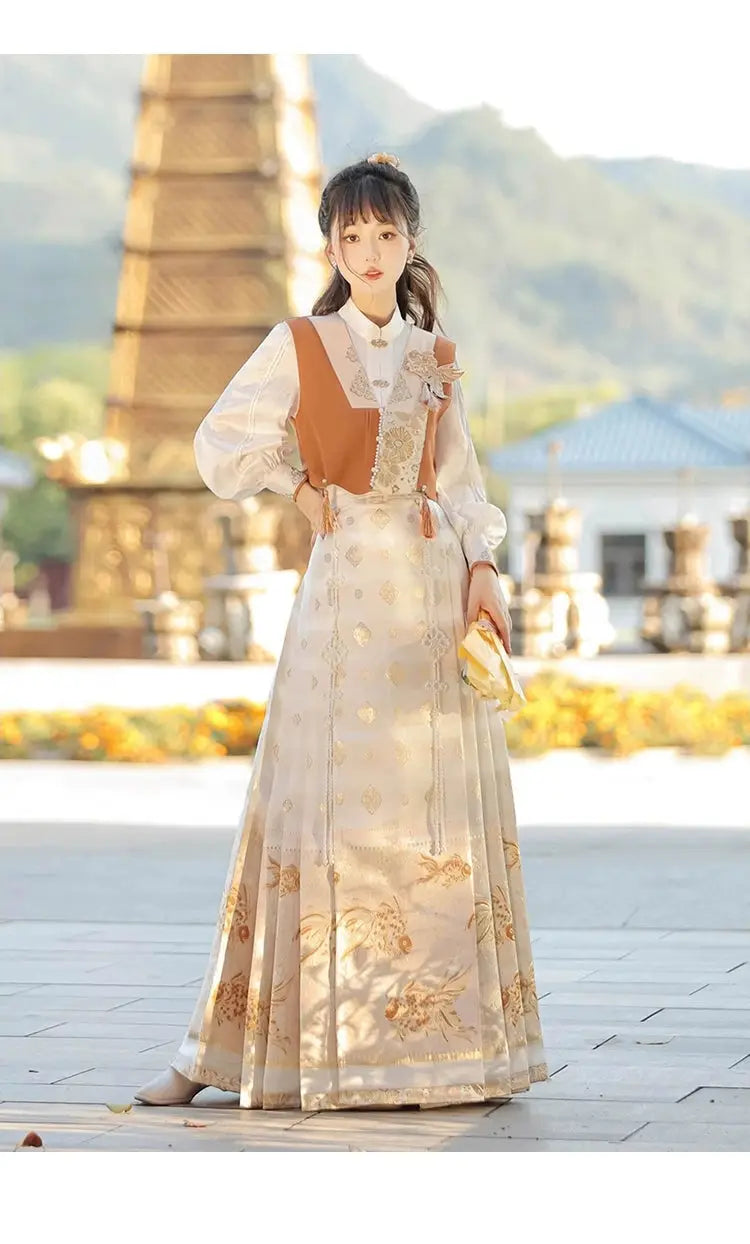 This orange modern hanfu with elegant hanfu sleeves and a chic hanfu jacket is perfect for hanfu women. Wear it as a princess hanfu dress, fairy hanfu dress, or casual hanfu. Inspired by Ming Dynasty hanfu, this modern hanfu dress pairs with a hanfu shirt for layering. Ideal for hanfu cosplay or as a winter hanfu, it’s available at our hanfu shop. Find the best modernised hanfu and orange hanfu styles for every occasion.