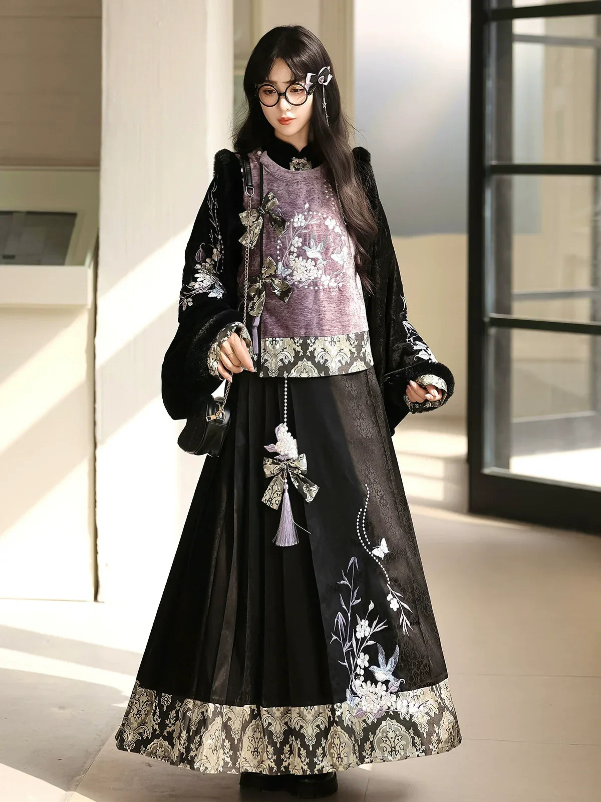 Swallows Return Modern Hanfu Layered Vest & Skirt Set | Autumn-W Skirt / L Swallows Return Modern Hanfu Layered Vest & Skirt Set | Autumn-W Skirt / L