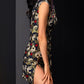 Side profile of the Bronzing Koi Cheongsam emphasizing the sleeveless design, fitted cut, and gold-accented koi print.