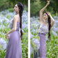 Monet Garden Pink Purple Oil Painting Sense Song Dress