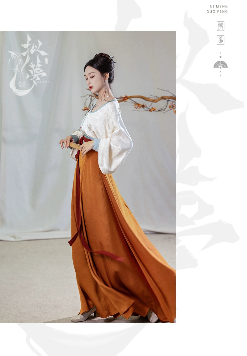 This orange modern hanfu features elegant hanfu sleeves, a stylish hanfu jacket, and timeless Ming Dynasty hanfu charm. Perfect as a princess hanfu dress, fairy hanfu dress, or casual hanfu, it’s great for hanfu cosplay or as a warm winter hanfu. Pair with a hanfu shirt or wear it as a modern hanfu dress. Shop authentic orange hanfu at our trusted hanfu shop, offering modernised hanfu and styles from the best Chinese designer clothing websites and modern Chinese clothes collections.