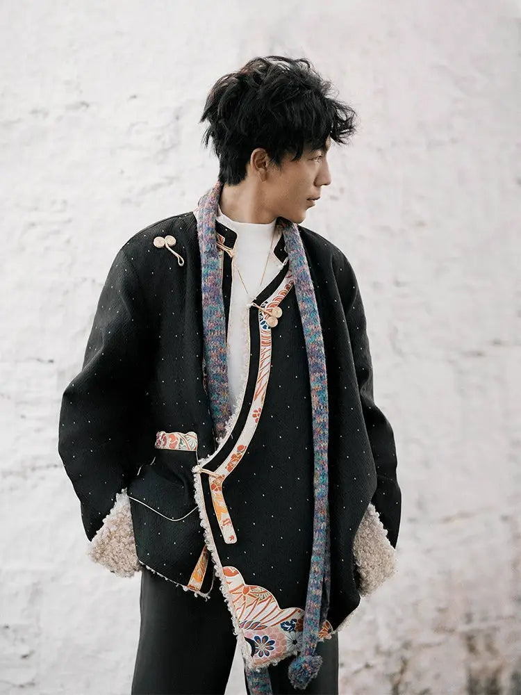 Heritage Tibetan Men's Winter Coat – Cotton Padded Jacket with Shearling Lining