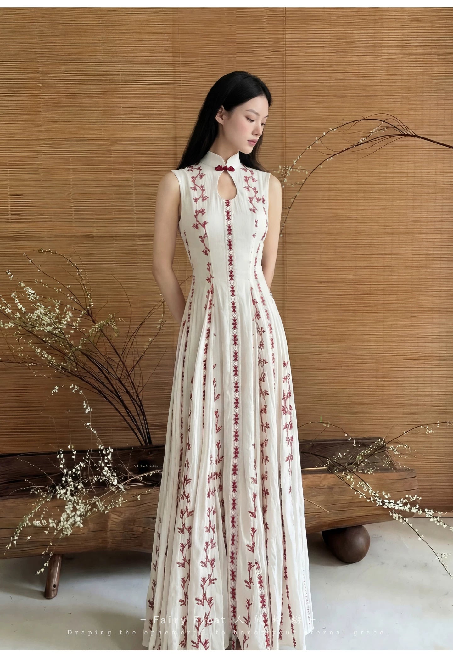 Chengyu Couture Qiliu Tingfeng New Chinese Silk Linen Embroidery Dress White / Customized, no return or exchange. Chengyu Couture Qiliu Tingfeng New Chinese Silk Linen Embroidery Dress White / Customized, no return or exchange.