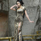 Spring Dragon Festival, Chinese national style disc buckle slim fish tail long slit cheongsam dress