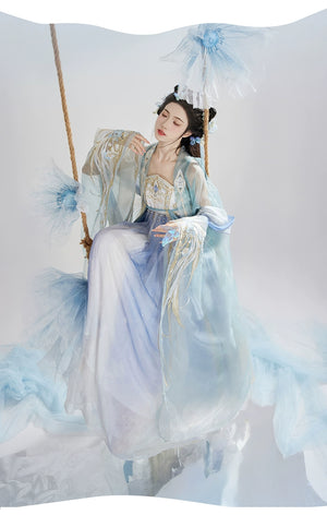 Discover blue traditional hanfu for women with elegant hanfu sleeves, intricate hanfu patterns, and layered designs. Perfect as a princess hanfu dress, fairy hanfu dress, or sexy hanfu, it’s ideal for hanfu cosplay, hanfu dance style, or casual wear. Shop plus size hanfu, hanfu skirts, and more at our trusted hanfu shop, featuring hanfu for sale from top chinese clothing brands and the best Chinese designer clothing websites. 