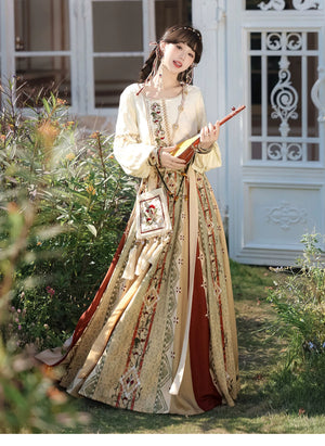 Blouse, skirt and matching bag styling without the shawl