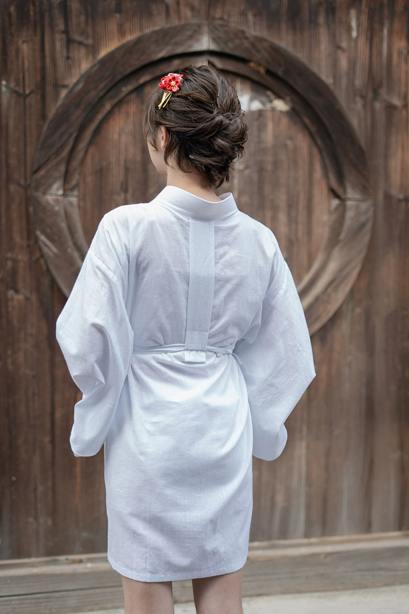 Yukata Kimono Feather Weaving White Interior Japanese Kimono Women's Dress Base