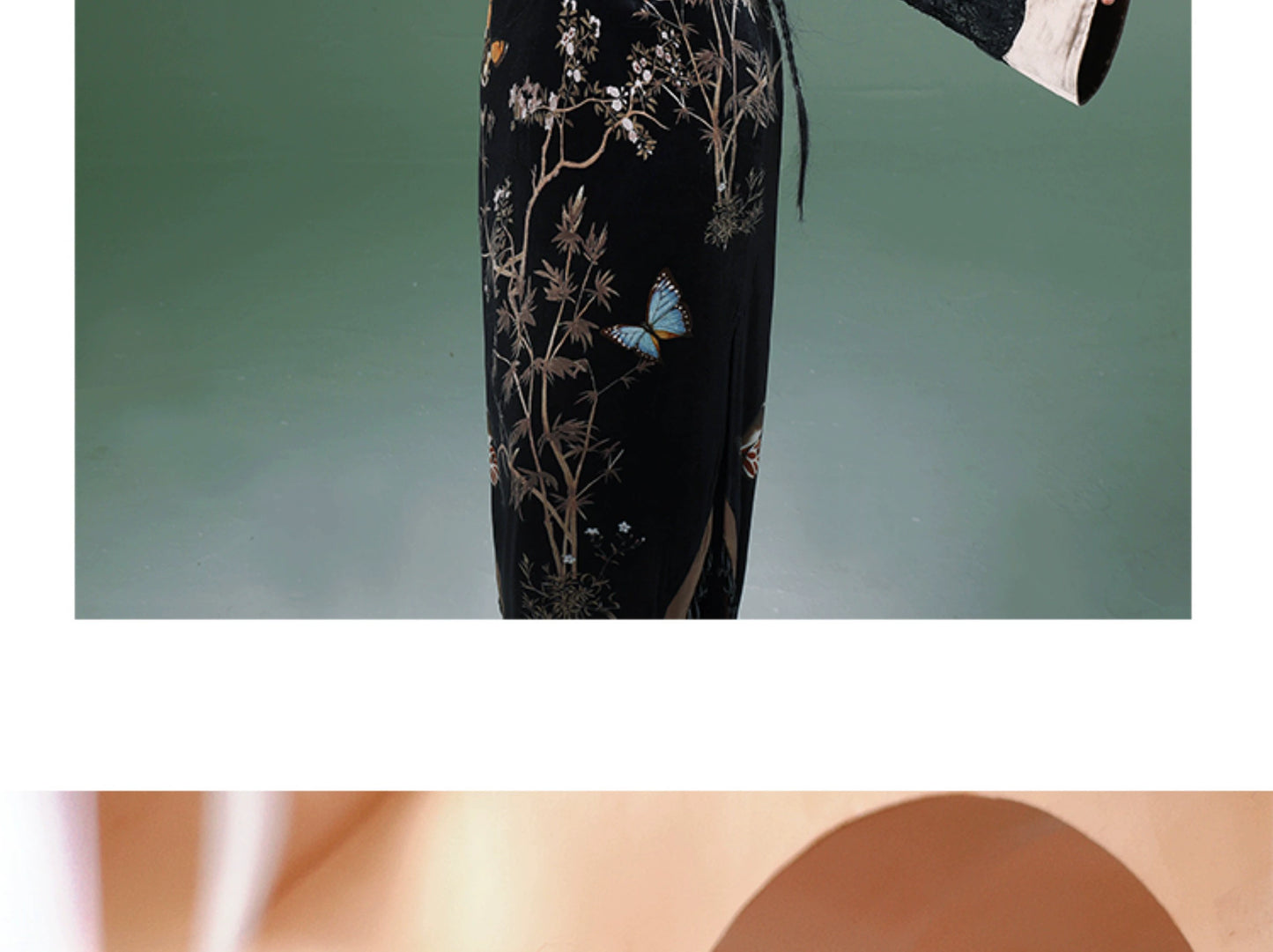 Incense two-piece set | Chinese summer thin velvet neck coat summer Cheongsam Dress