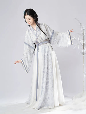 Ink Blue Jin Dynasty Hanfu Separates and 3-Piece Set - full outfit view