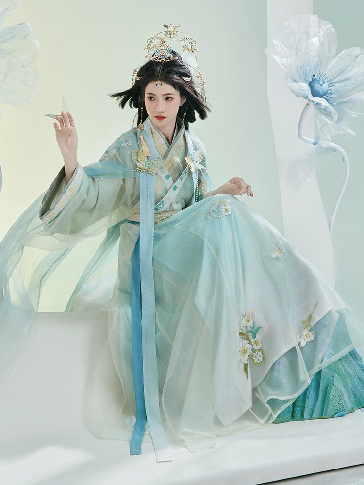 Discover blue hanfu for women with elegant hanfu sleeves, intricate hanfu patterns, and layered designs. Perfect as a princess hanfu dress, fairy hanfu dress, or sexy hanfu, it’s ideal for hanfu cosplay, hanfu dance style, or casual wear. Shop plus size hanfu, hanfu skirts, and more at our trusted hanfu shop, featuring hanfu for sale from top chinese clothing brands and the best Chinese designer clothing websites.