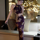 Improved cheongsam women's jacquard purple sexy dress