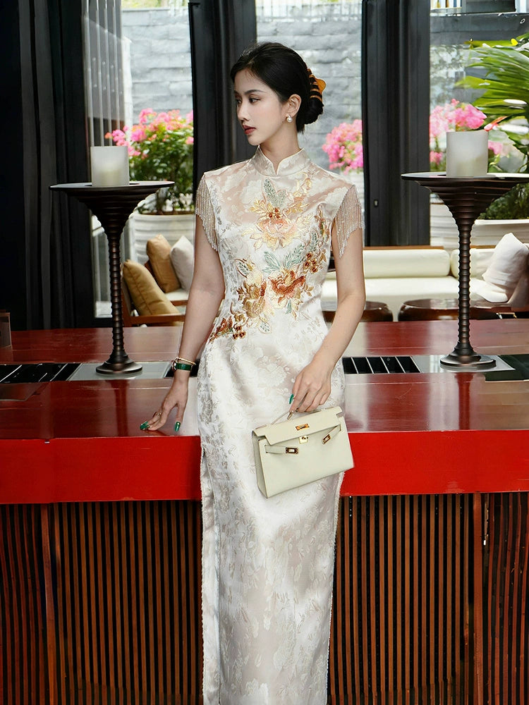 Golden Tang Ode – Luxury Modern Cheongsam | Artisanal Brocade & Couture Detailing