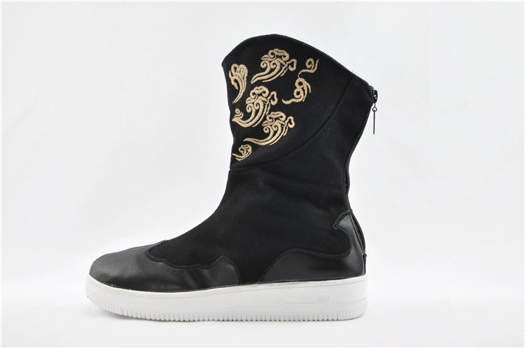 Men's shoes retro official boots auspicious cloud embroidery