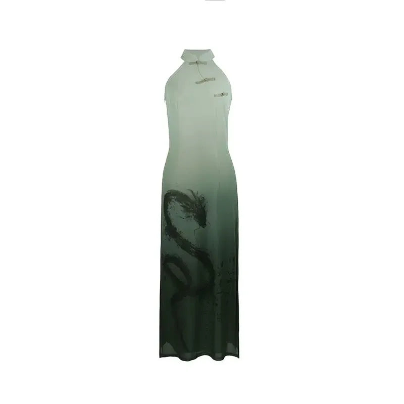New Chinese Style dress women's summer retro buckle daily commuting sleeveless long cheongsam - Yandan_Hanfu