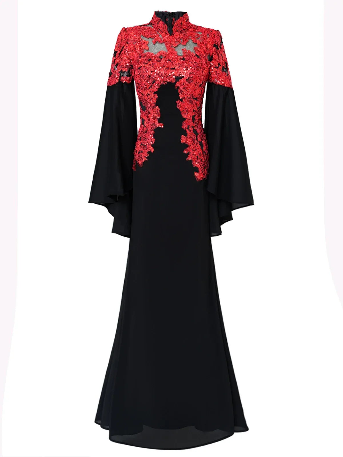 embroided luxury runway dress Asian inspired dress gowns