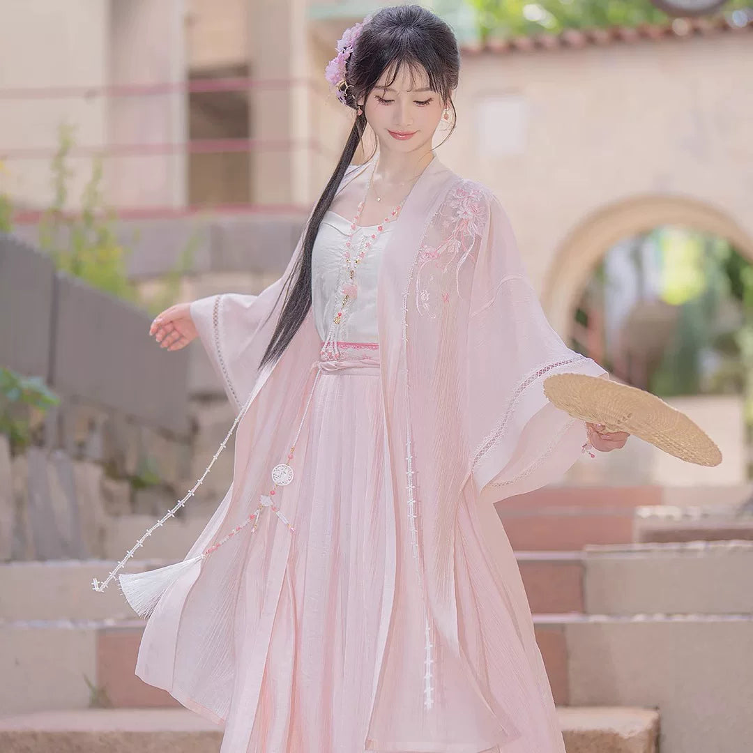 Peach Early Summer modern Song Hanfu full outfit detail