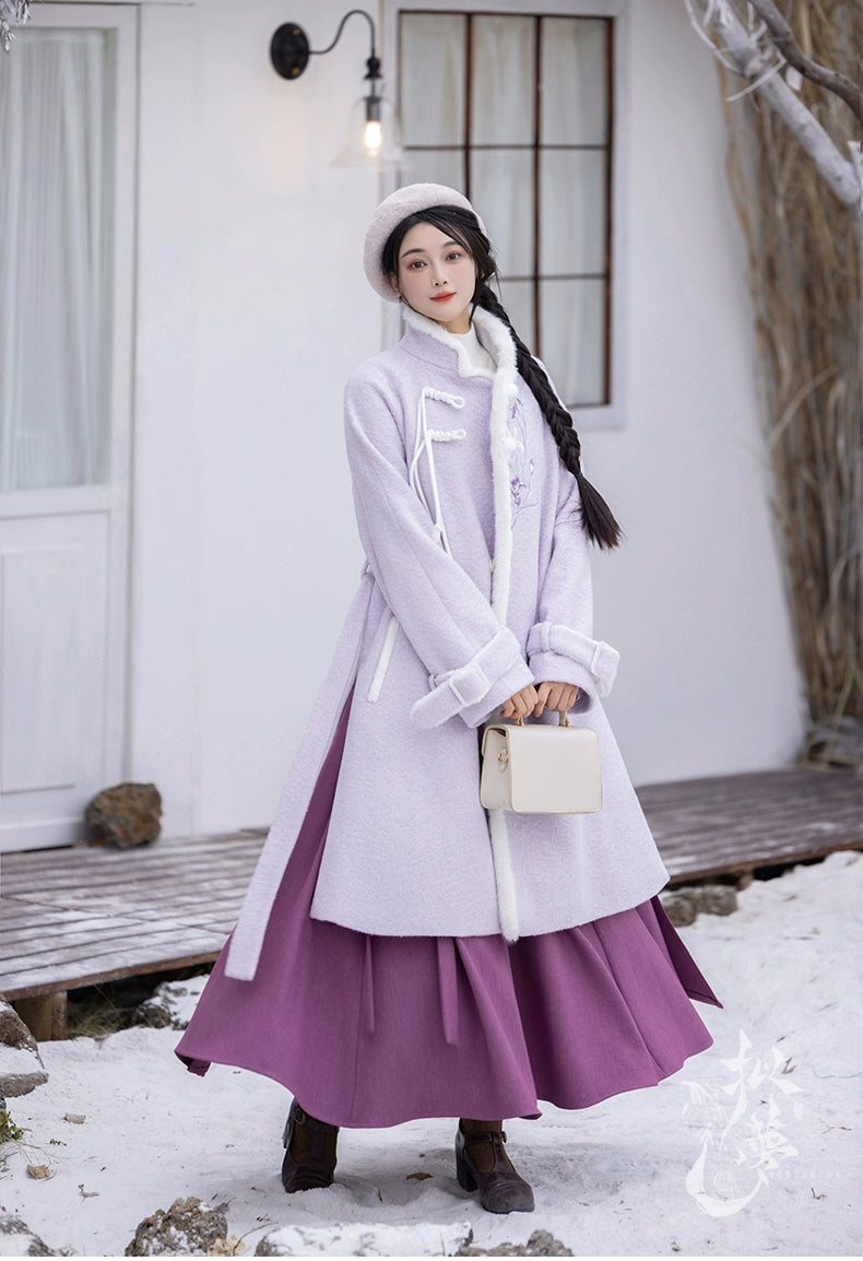 Iris set embroidery purple autumn and winter Hanfu