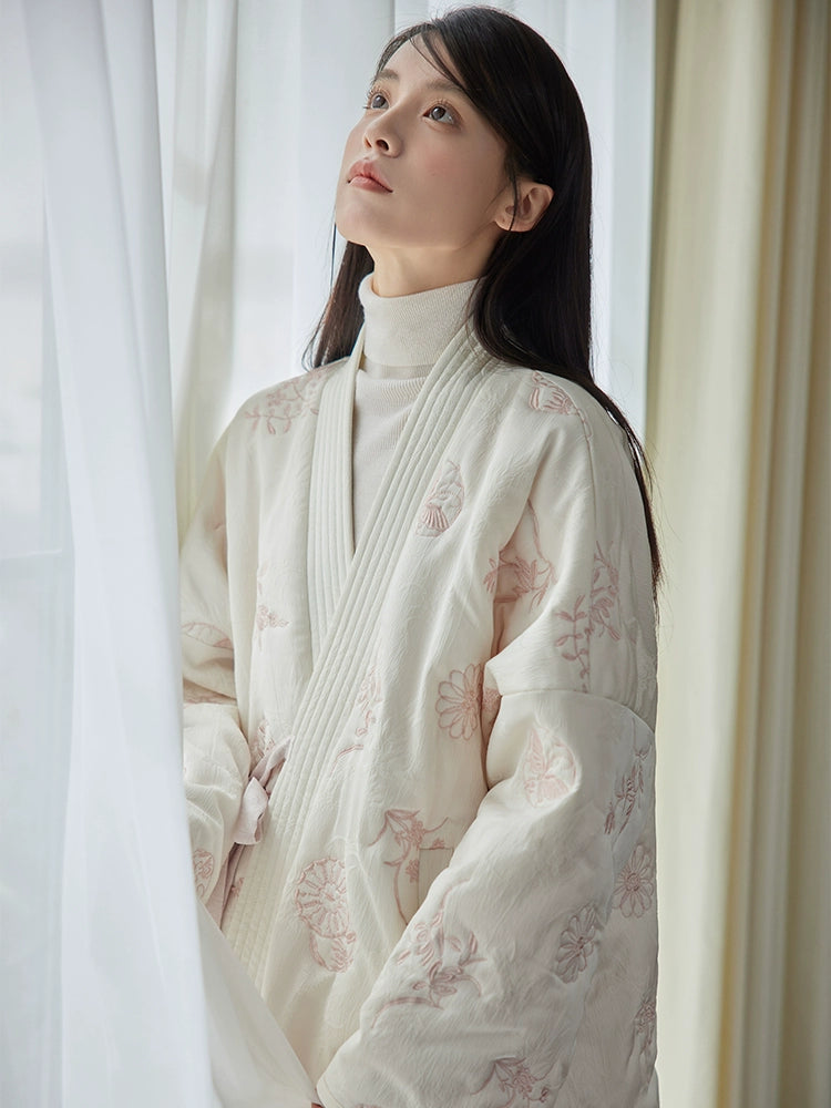 Snowseeker – Tang-Inspired Long Hanfu Robe & Song-Style Pants Set | Elegant Winter New Chinese Outfit