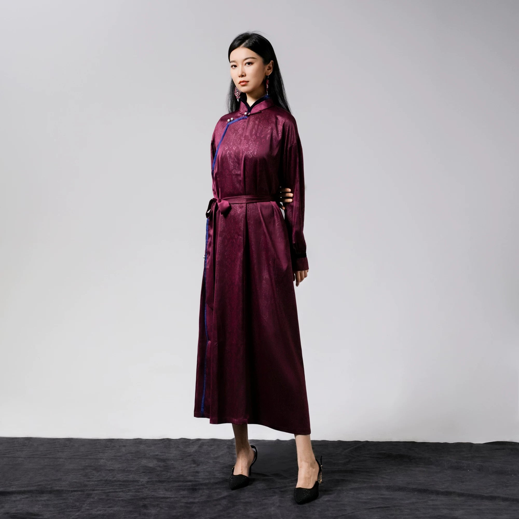 Mongolian element dress ethnic style summer new long middle-aged and elderly mother dress formal settings robe banquet