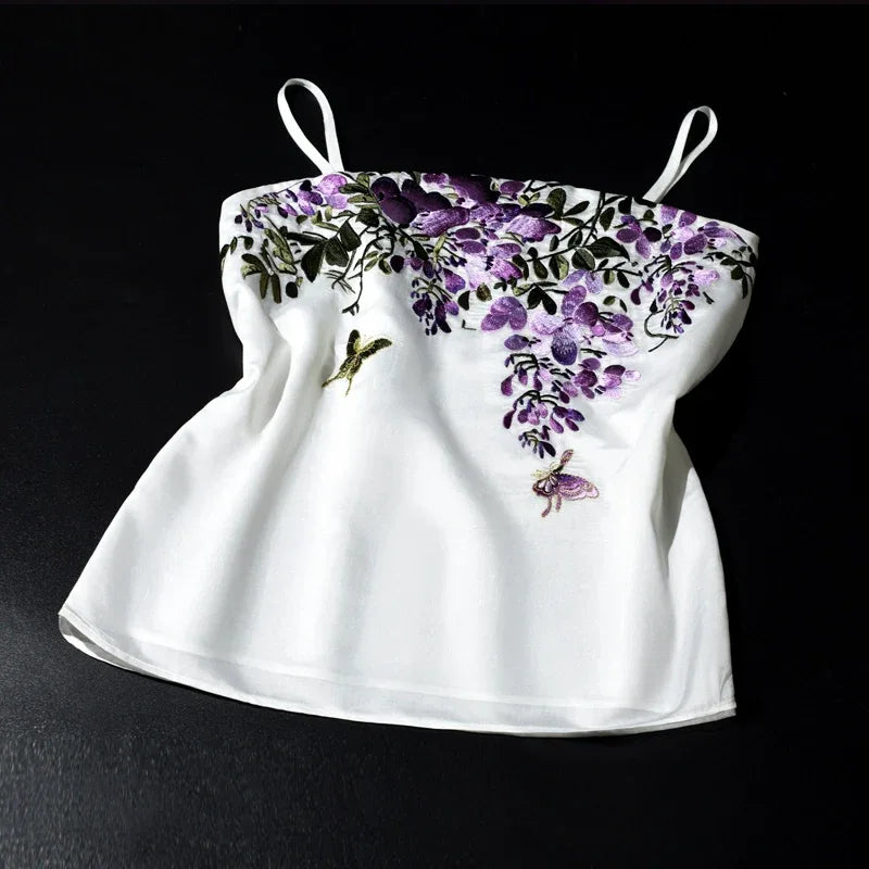 [Wisteria Flower] Spring&summer embroidered Hanfu sling tube top - Yandan_Hanfu