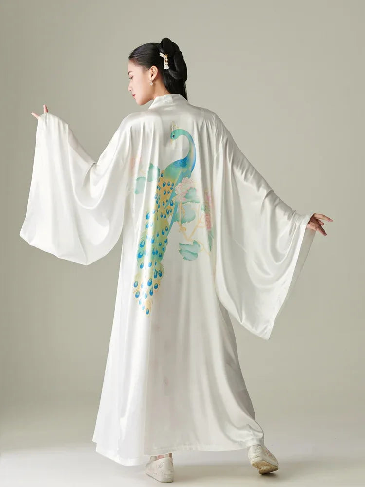 chinese silk dressing gown Chinese Traditional Silk Satin Sleep Robe Men Dragon Embroidery Summer Bathrobe
