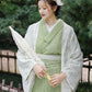 High-end lace Taisho Roman style modified kimono retro dress avocado green