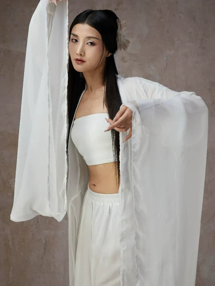 white chiffon dance dress Child Large Custom Lyrical Dance Costume, White Chiffon Ballet Dress,