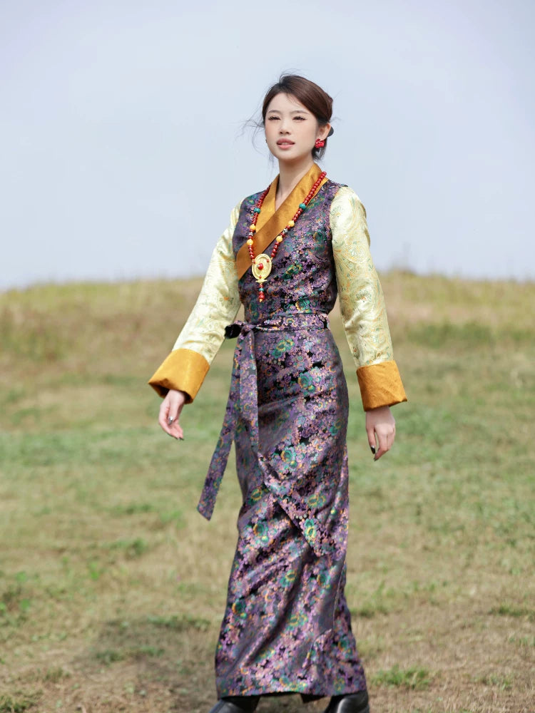 Improved Tibetan Dress | Women's Traditional Bola Xizang Clothing New Lhasa Style