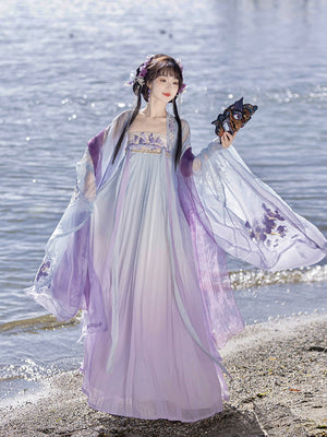 Step into the elegance of Tang Dynasty fashion with our Princess Dress Hanfu. This exquisite purple Hanfu features delicate fairy embroidery, capturing the timeless beauty of ancient Chinese attire. Explore our collection of traditional dresses, accessories, and sewing patterns, designed to celebrate the rich heritage of Hanfu fashion. Elevate your style and embrace the allure of classical Chinese elegance with our Princess Dress Hanfu.