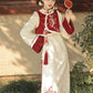 autumn and winter lolita spring dawn Chinese style short vest new year red robe long sleeve op cheongsam dress