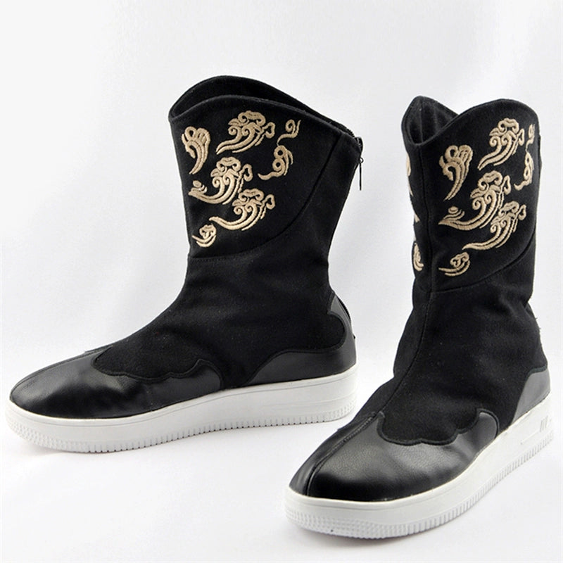 Men's shoes retro official boots auspicious cloud embroidery