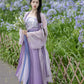 Monet Garden Pink Purple Oil Painting Sense Song Dress