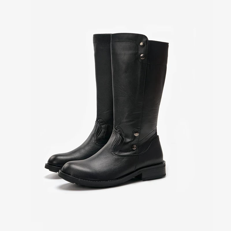 Kangba Tibetan black leather boots with zipper for dance and traditional styling