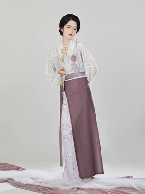Song Style Modern Hanfu Separates and Spiral Skirt Set - side styling view