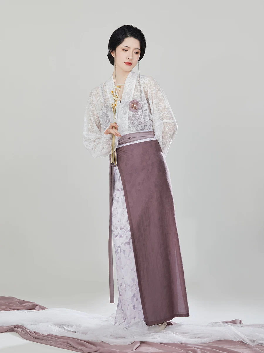 Song Style Modern Hanfu Separates and Spiral Skirt Set - side styling view